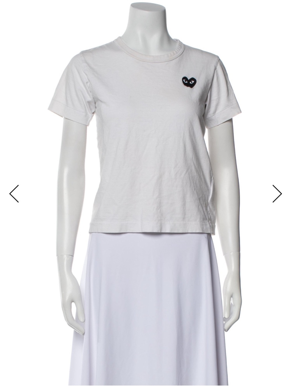 Comme des Garcons PLAY White Short Sleeve Tee with Black Heart Patch